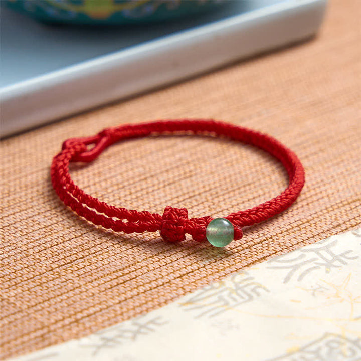 Buddha Stones Bracciale Balance in avventurina verde con cordino rosso - image 2