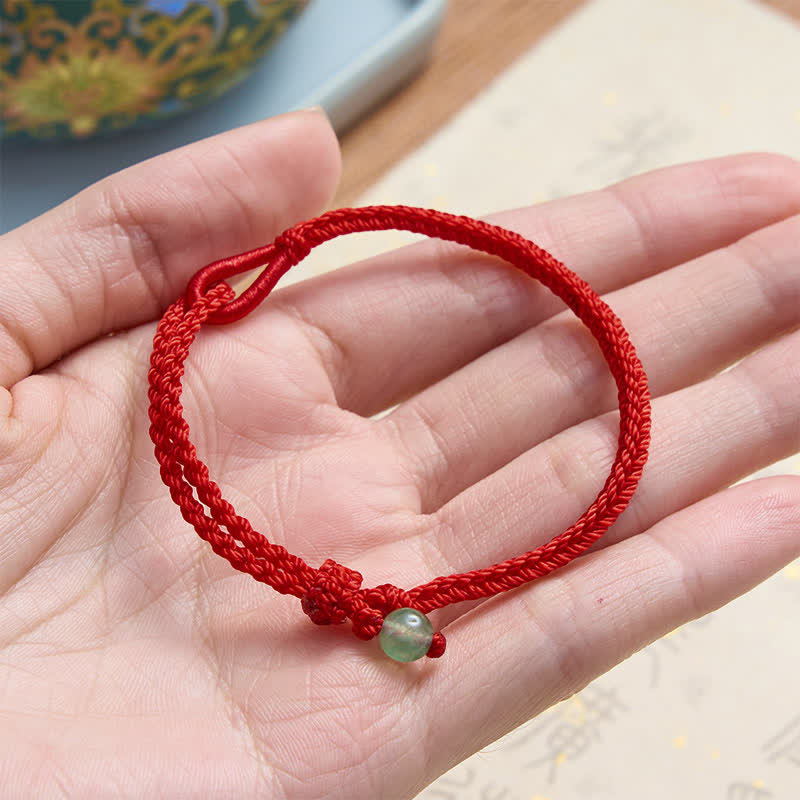 Buddha Stones Bracciale Balance in avventurina verde con cordino rosso - image 4