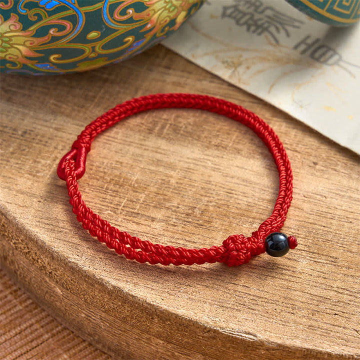 Buddha Stones Bracciale Balance in avventurina verde con cordino rosso - Onice Nero - Filo rosso - 19–20 cm - image 26