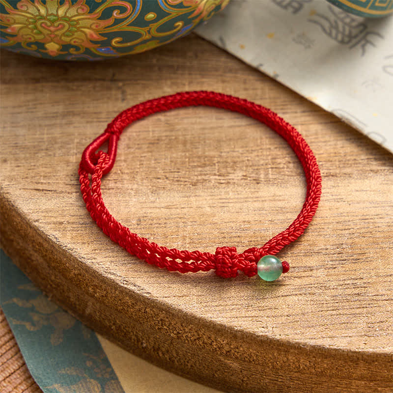 Buddha Stones Bracciale Balance in avventurina verde con cordino rosso - Avventurina verde - Filo rosso - 19–20 cm - image 0