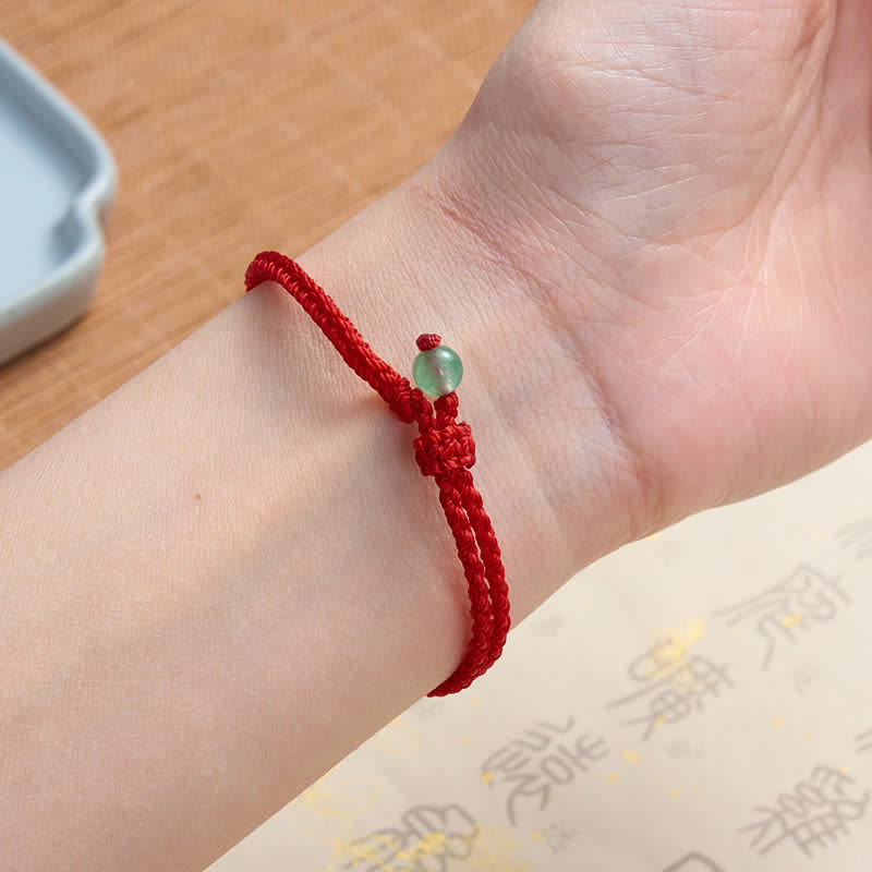 Buddha Stones Bracciale Balance in avventurina verde con cordino rosso - image 3