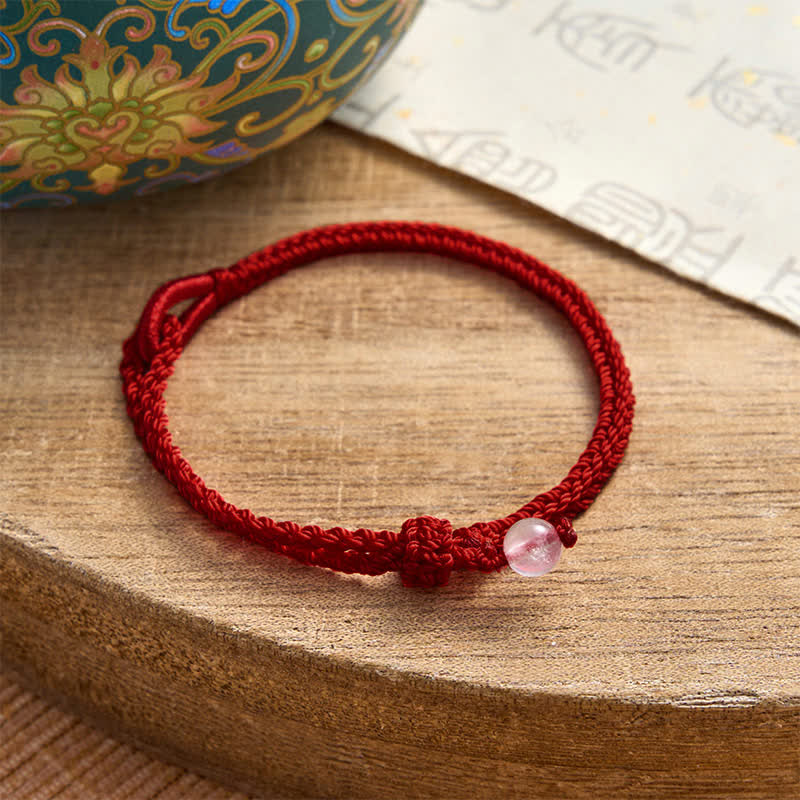 Buddha Stones Bracciale Balance in avventurina verde con cordino rosso - Quarzo rosa - Corda rosso scuro - 19–20 cm - image 16