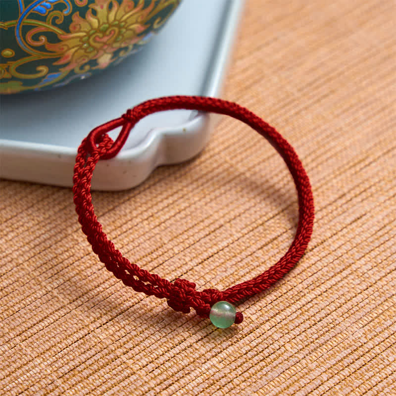 Buddha Stones Bracciale Balance in avventurina verde con cordino rosso - Avventurina verde - Corda rosso scuro - 19–20 cm - image 7