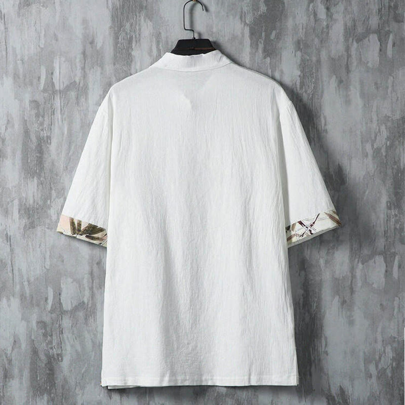 Buddha Stones Camicia da uomo a maniche corte in bambù, stile estivo Tang, casual, con bottoni a rana. - image 3