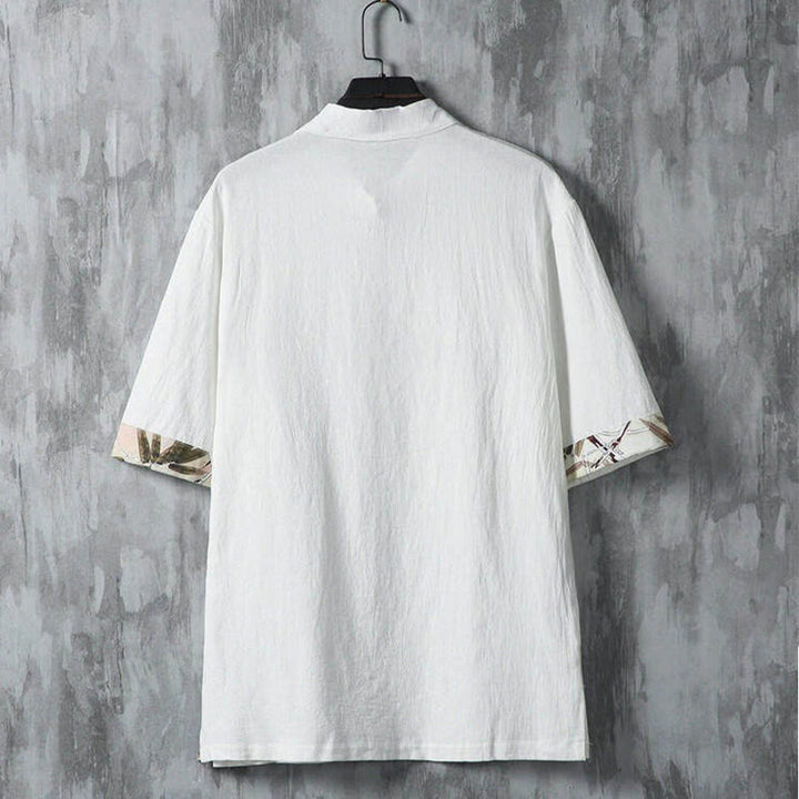 Buddha Stones Camicia da uomo a maniche corte in bambù, stile estivo Tang, casual, con bottoni a rana. - image 3
