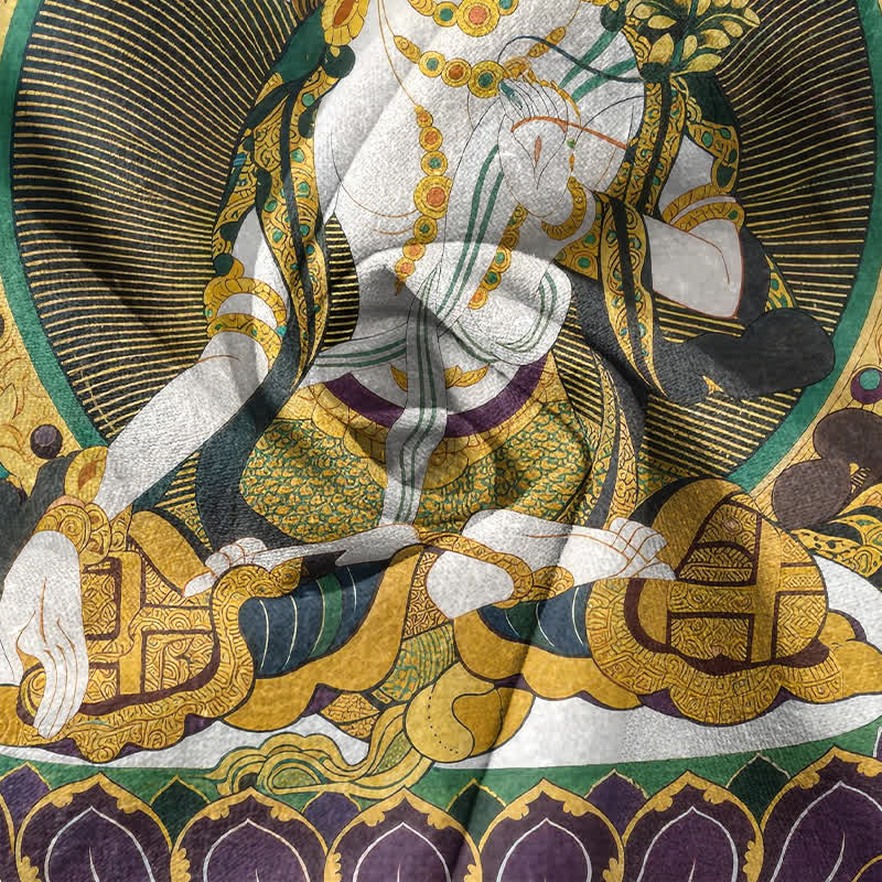 Buddha Stones Camicia da uomo a maniche corte con mezza abbottonatura, in cotone, con motivo floreale e Buddha radioso. - image 4
