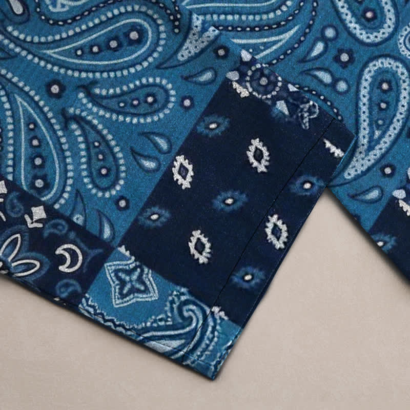 Buddha Stones Pantaloni da uomo affusolati con tasche, in cotone con motivo paisley. - image 3