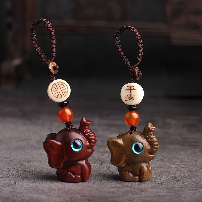 Buddha Stones Portachiavi intrecciati in legno di sandalo verde con scritta "Strength" - image 10