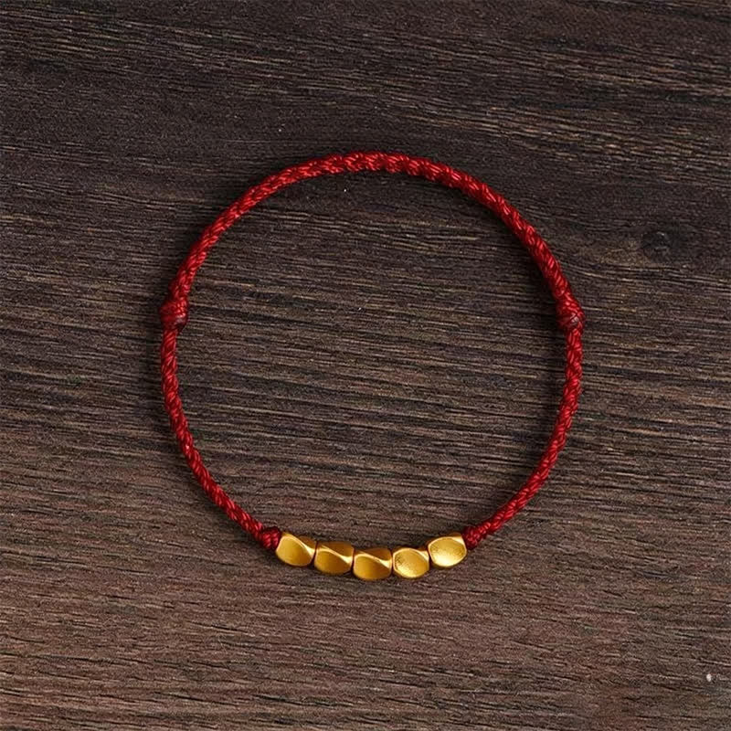Buddha Stones Braccialetto regolabile intrecciato a mano con perline rosse e cordino rosso. - Filo rosso bordeaux - image 11