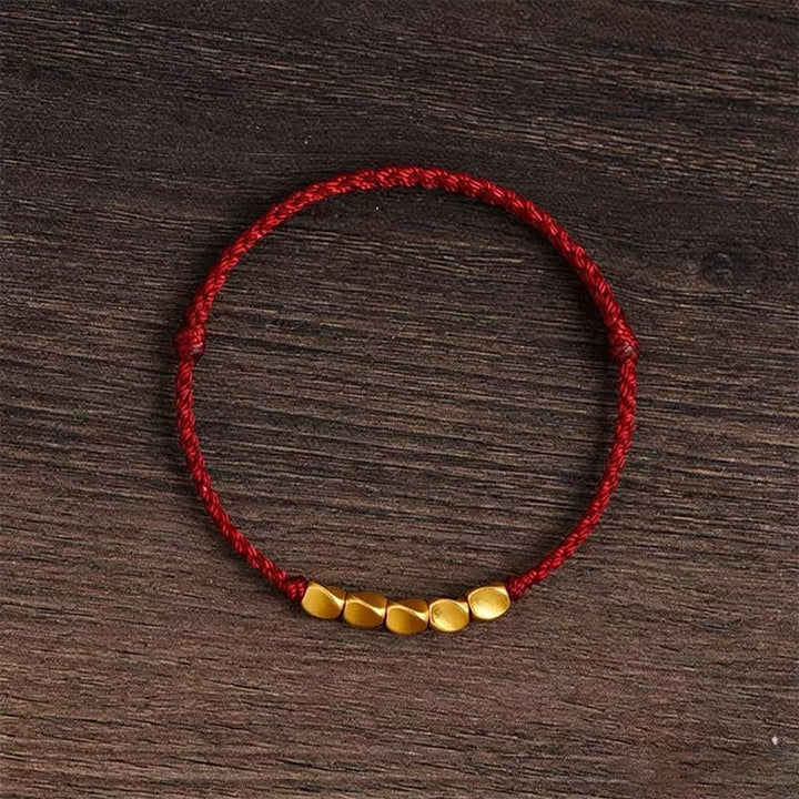 Buddha Stones Braccialetto regolabile intrecciato a mano con perline rosse e cordino rosso. - Filo rosso bordeaux - image 11
