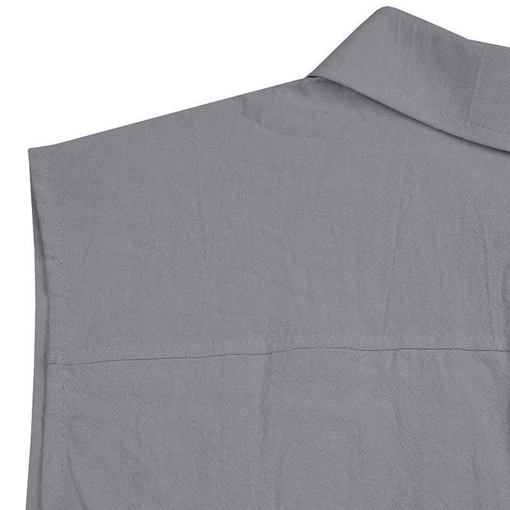 Buddha Stones Camicia da uomo estiva casual minimalista senza maniche con bottoni. - image 26