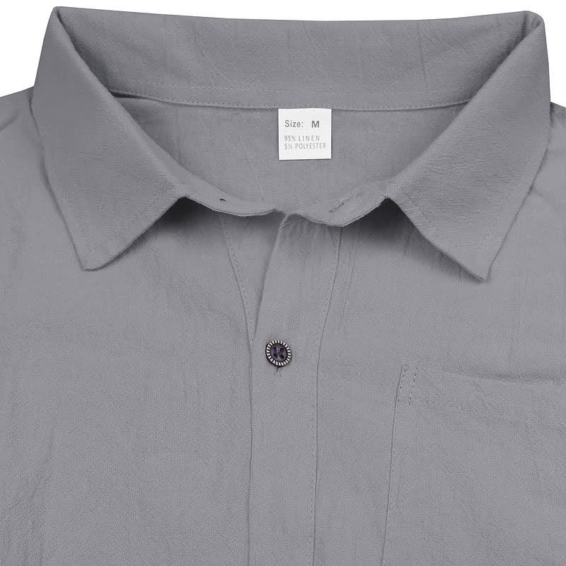 Buddha Stones Camicia da uomo estiva casual minimalista senza maniche con bottoni. - Grigio - US/UK/AU44，EU54 (3XL) - image 25