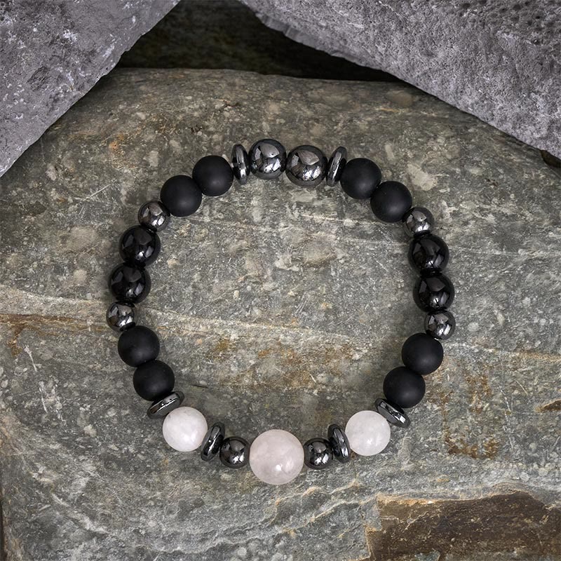 Buddha Stones Bracciale di sostegno con perline di ematite nera - Ematite (circonferenza del polso 15-16 cm) - image 0