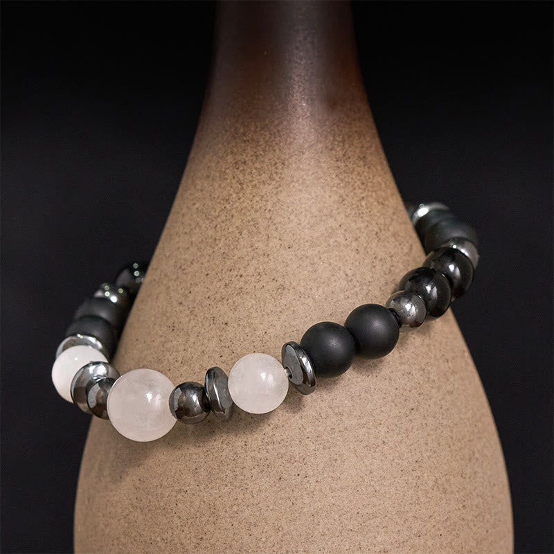 Buddha Stones Bracciale di sostegno con perline di ematite nera - image 1
