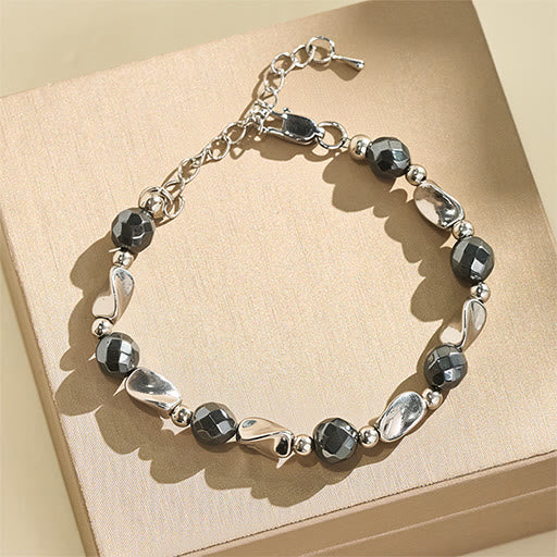 Buddha Stones Bracciale a catena potente in acciaio al titanio e ematite naturale - image 2