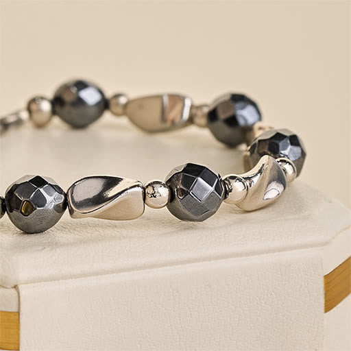 Buddha Stones Bracciale a catena potente in acciaio al titanio e ematite naturale - image 4
