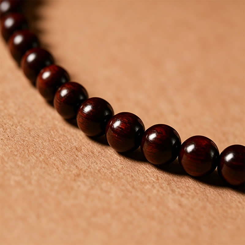 Buddha Stones Mala di protezione con fibbia della pace in legno di sandalo rosso, intrecciata a mano con 108 perline. - image 13