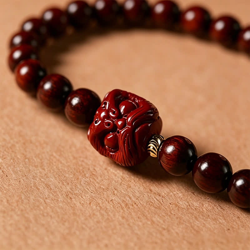 Buddha Stones Mala di protezione con fibbia della pace in legno di sandalo rosso, intrecciata a mano con 108 perline. - image 12