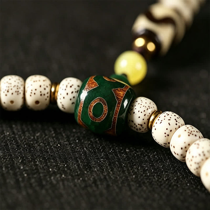 Buddha Stones Mala tibetano intrecciato a mano con 108 perle, composto da semi di Bodhi e stella, luna e pietra. - image 13