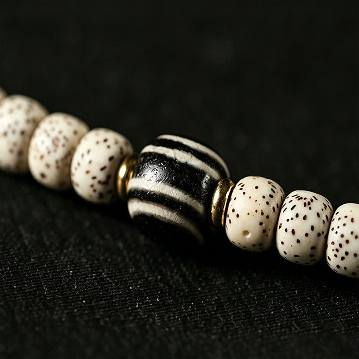 Buddha Stones Mala tibetano intrecciato a mano con 108 perle, composto da semi di Bodhi e stella, luna e pietra. - image 12