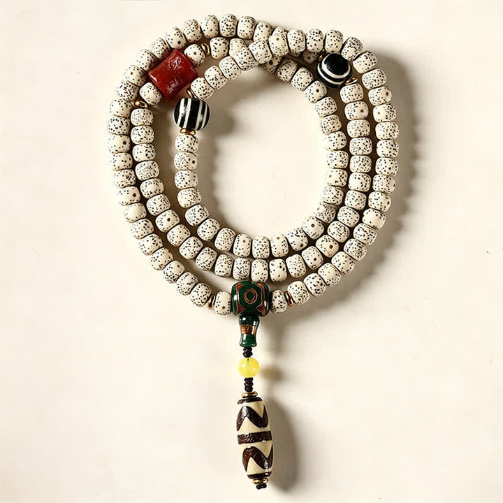 Buddha Stones Mala tibetano intrecciato a mano con 108 perle, composto da semi di Bodhi e stella, luna e pietra. - image 2