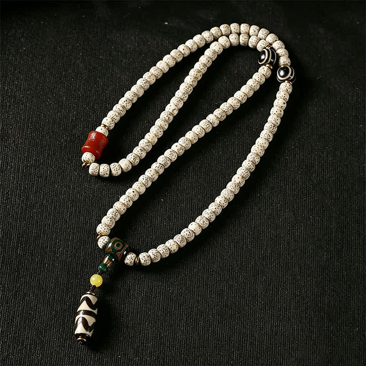 Buddha Stones Mala tibetano intrecciato a mano con 108 perle, composto da semi di Bodhi e stella, luna e pietra. - image 4