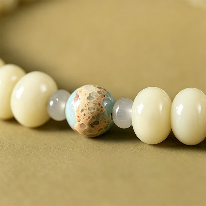 Buddha Stones Mala etnico intrecciato a mano con 108 perline raffiguranti semi di Bodhi bianchi, Bodhisattva Tara Hope. - image 14