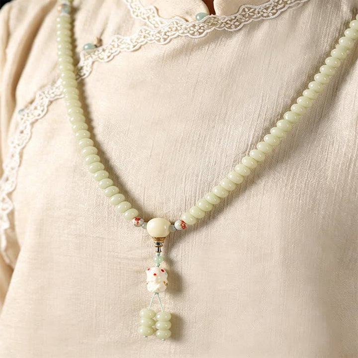 Buddha Stones Mala etnico intrecciato a mano con 108 perline raffiguranti semi di Bodhi bianchi, Bodhisattva Tara Hope. - image 9