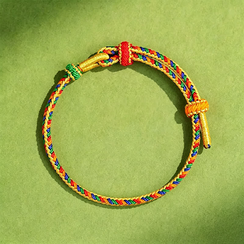 Buddha Stones Bracciale regolabile con cordino intrecciato a cinque colori, realizzato a mano. - La più grande misura 7,9 pollici (20 cm) - image 0