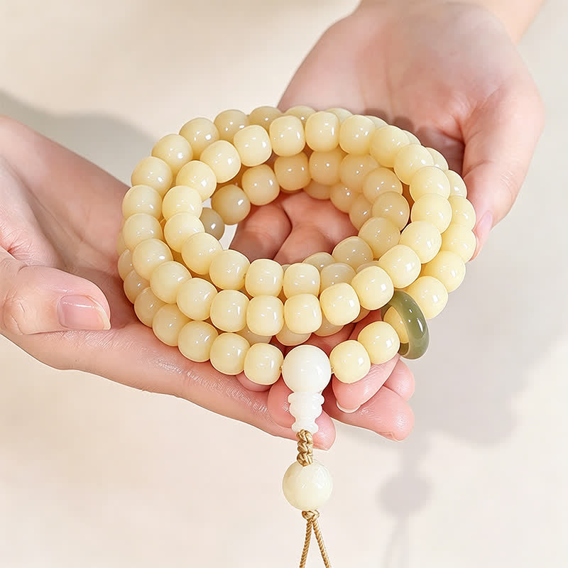Buddha Stones Ciondolo Bodhi Root Lotus Purity 108 perline rotonde lucidate a mano Mala - image 2