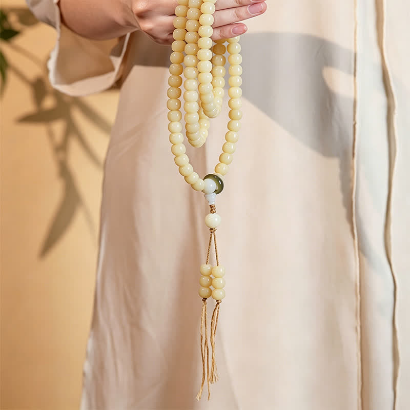 Buddha Stones Ciondolo Bodhi Root Lotus Purity 108 perline rotonde lucidate a mano Mala - image 6