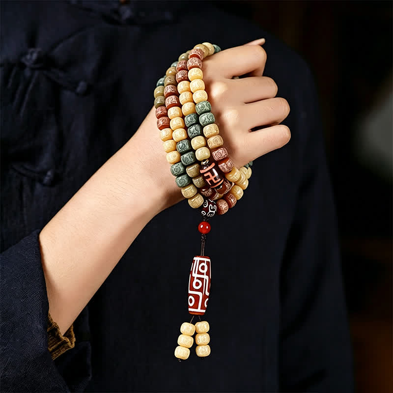 Buddha Stones Mala vintage Bodhi Seed intrecciata a mano con 108 perline - image 9