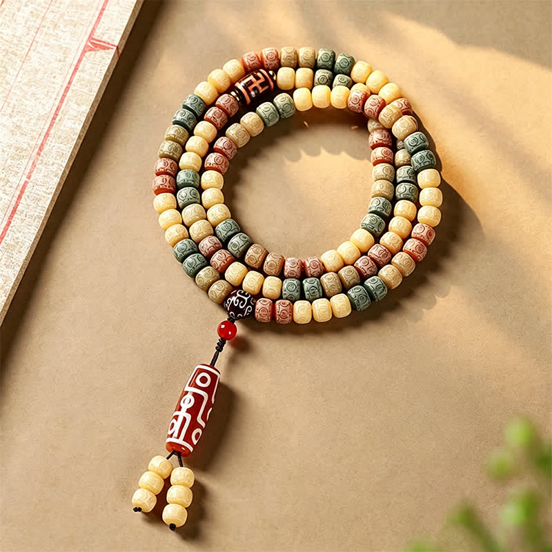 Buddha Stones Mala vintage Bodhi Seed intrecciata a mano con 108 perline - Seme di Bodhi (Risveglio ♥ Saggezza) - image 0