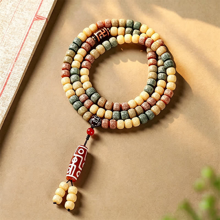 Buddha Stones Mala vintage Bodhi Seed intrecciata a mano con 108 perline - Seme di Bodhi (Risveglio ♥ Saggezza) - image 0