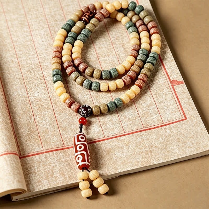 Buddha Stones Mala vintage Bodhi Seed intrecciata a mano con 108 perline - image 3