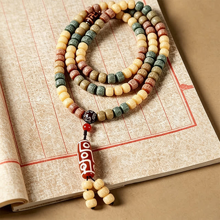 Buddha Stones Mala vintage Bodhi Seed intrecciata a mano con 108 perline - image 3
