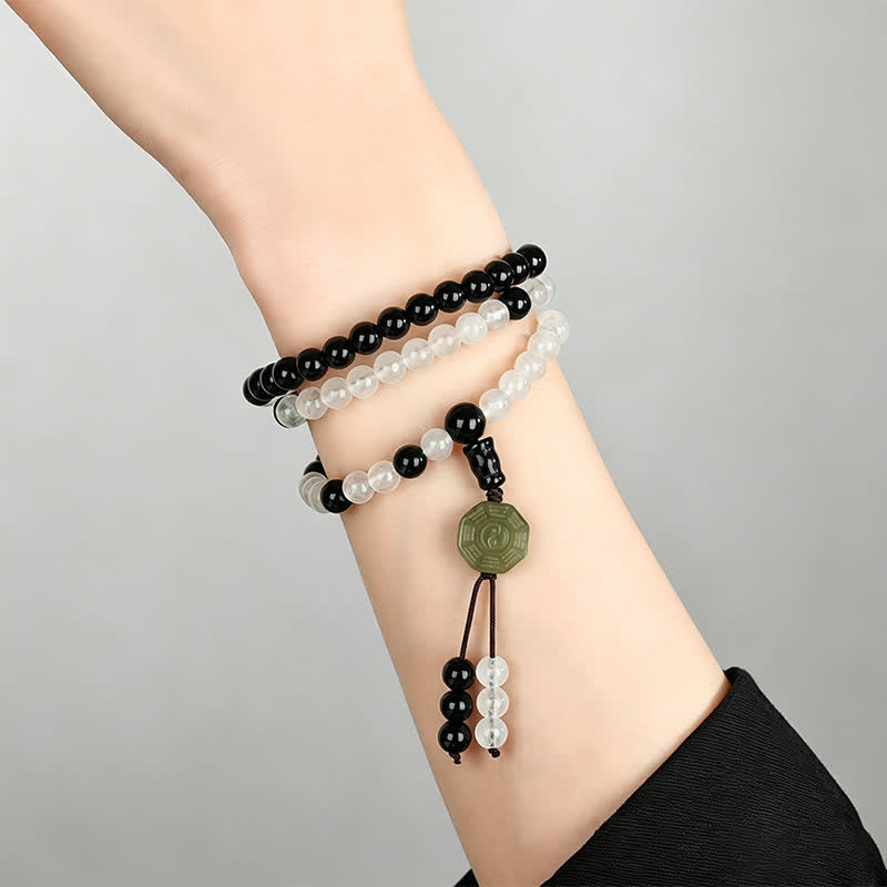 Buddha Stones Bracciale di protezione Bagua in ossidiana nera, realizzato a mano con perline. - image 8