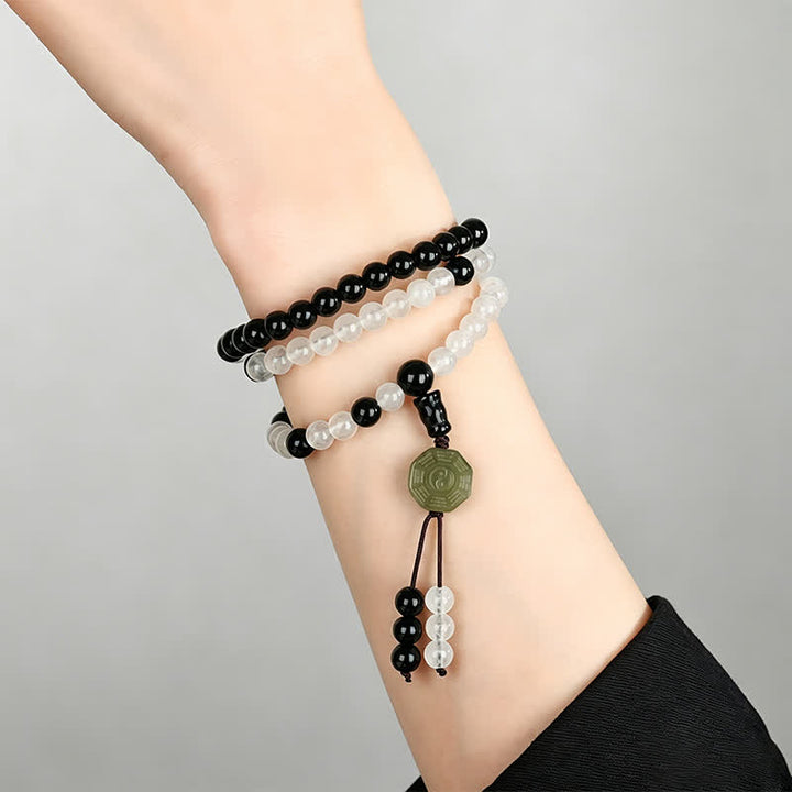 Buddha Stones Bracciale di protezione Bagua in ossidiana nera, realizzato a mano con perline. - image 8