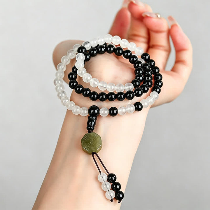 Buddha Stones Bracciale di protezione Bagua in ossidiana nera, realizzato a mano con perline. - image 7