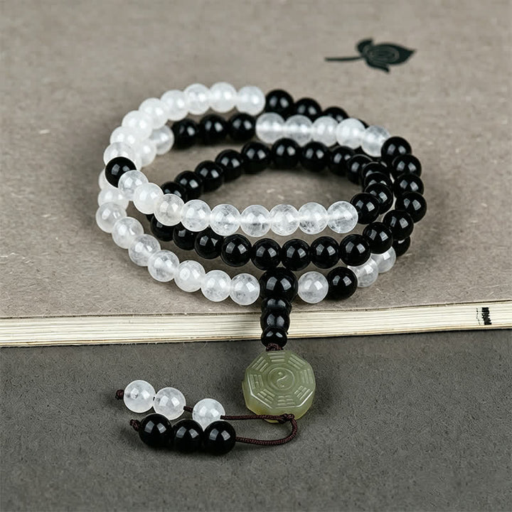 Buddha Stones Bracciale di protezione Bagua in ossidiana nera, realizzato a mano con perline. - image 3