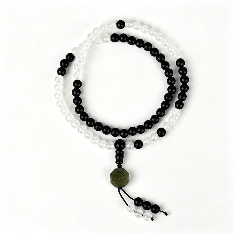 Buddha Stones Bracciale di protezione Bagua in ossidiana nera, realizzato a mano con perline. - image 4