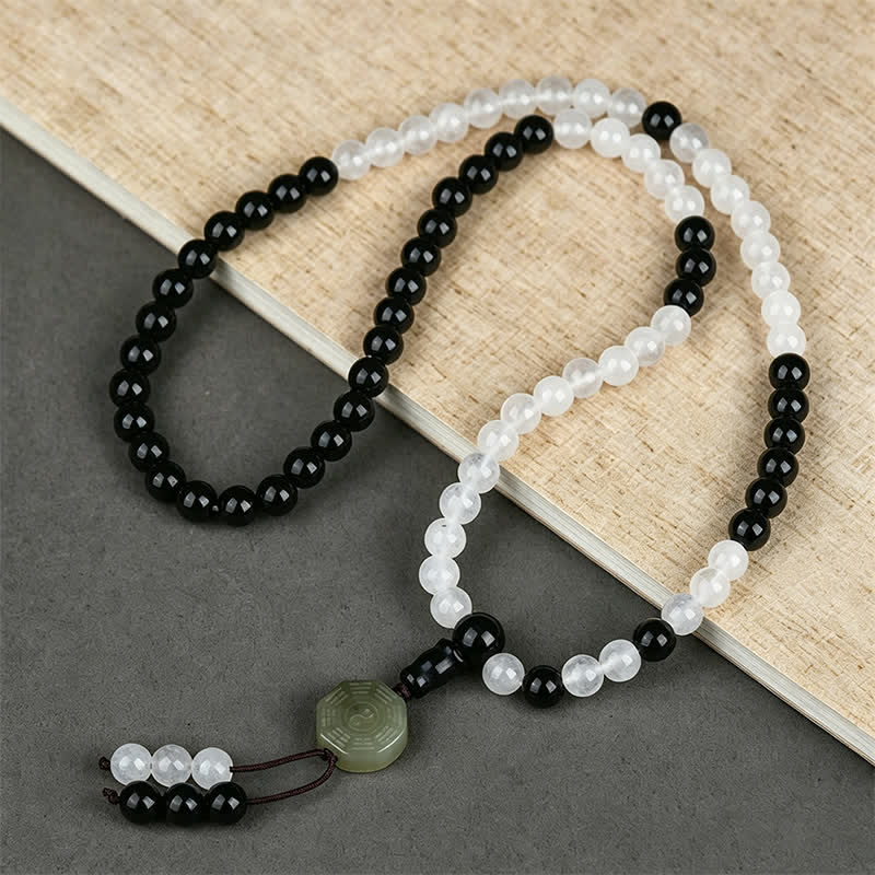 Buddha Stones Bracciale di protezione Bagua in ossidiana nera, realizzato a mano con perline. - Bagua (Equilibrio ♥ Armonia) - image 0