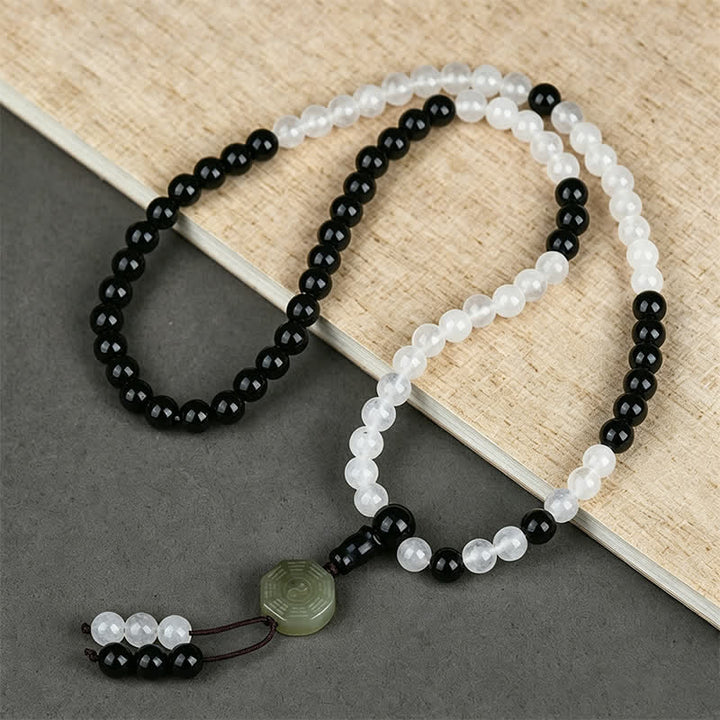 Buddha Stones Bracciale di protezione Bagua in ossidiana nera, realizzato a mano con perline. - Bagua (Equilibrio ♥ Armonia) - image 0