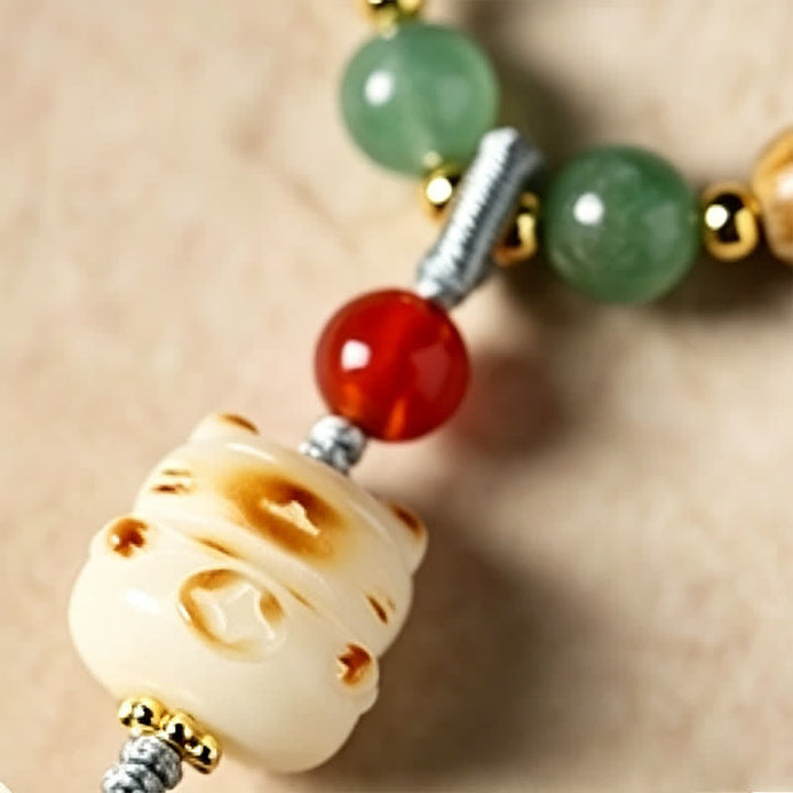 Buddha Stones Ciondolo a forma di gatto intrecciato a mano in legno di sandalo verde Serenity Mala etnico retrò - image 16