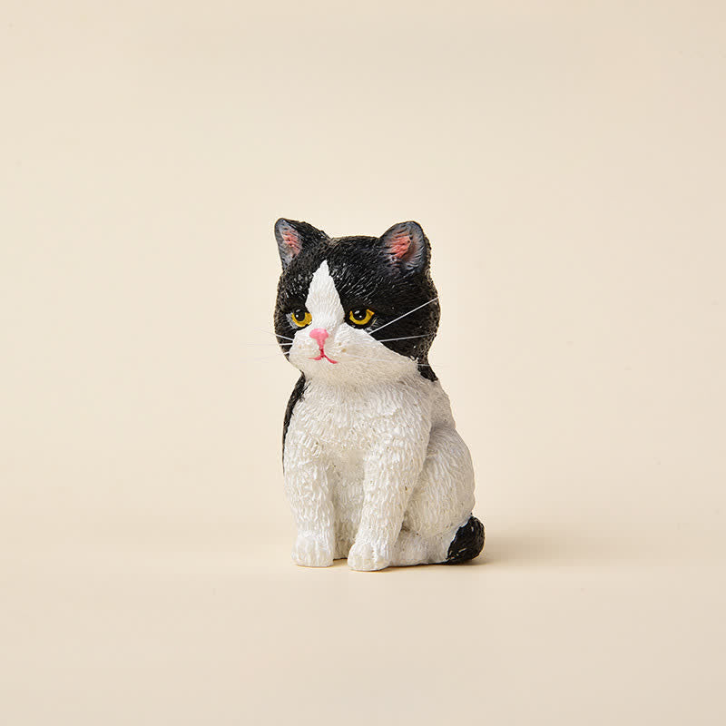 Buddha Stones Mini gatto in resina dipinta, famiglia di gattini dall'aria malinconica, decorazione carina con animali - Gatto smoking - image 13