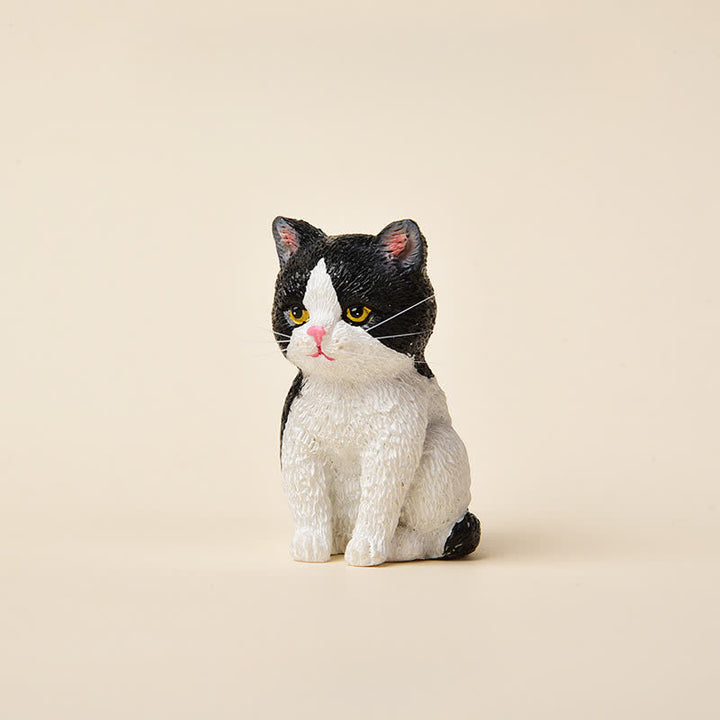 Buddha Stones Mini gatto in resina dipinta, famiglia di gattini dall'aria malinconica, decorazione carina con animali - Gatto smoking - image 13