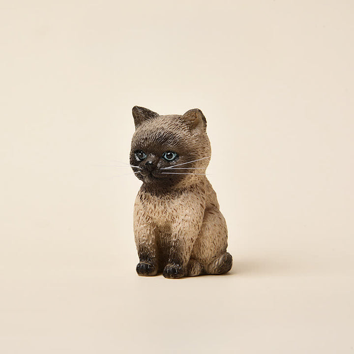 Buddha Stones Mini gatto in resina dipinta, famiglia di gattini dall'aria malinconica, decorazione carina con animali - siamese - image 16