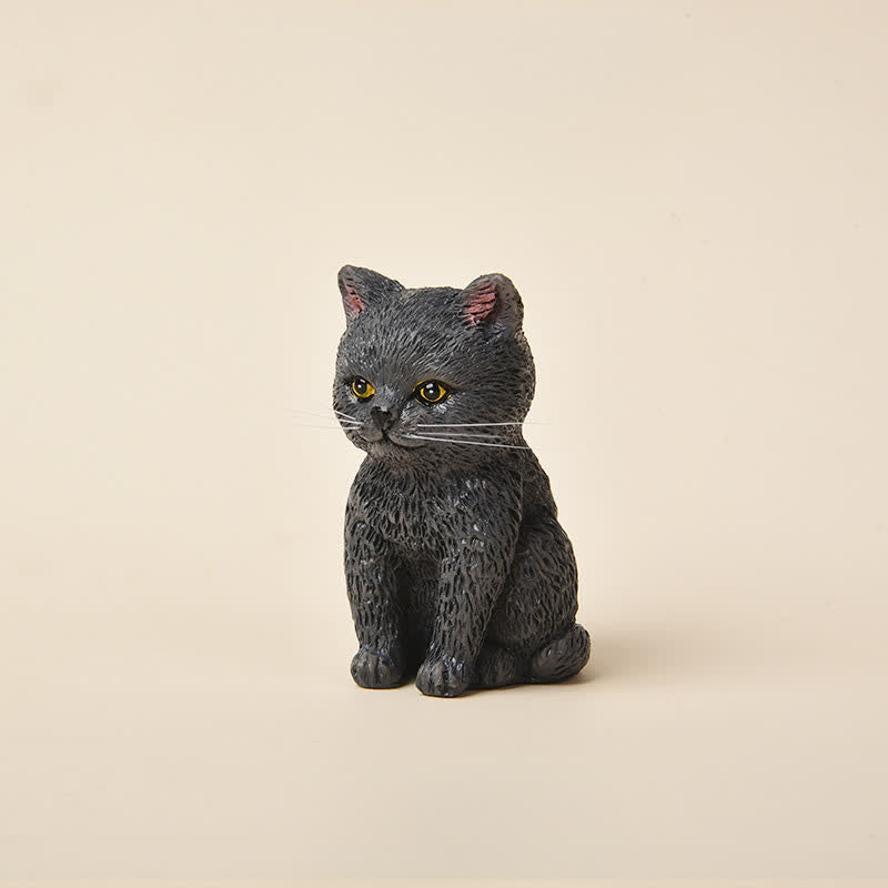 Buddha Stones Mini gatto in resina dipinta, famiglia di gattini dall'aria malinconica, decorazione carina con animali - Gatto Verde - image 14