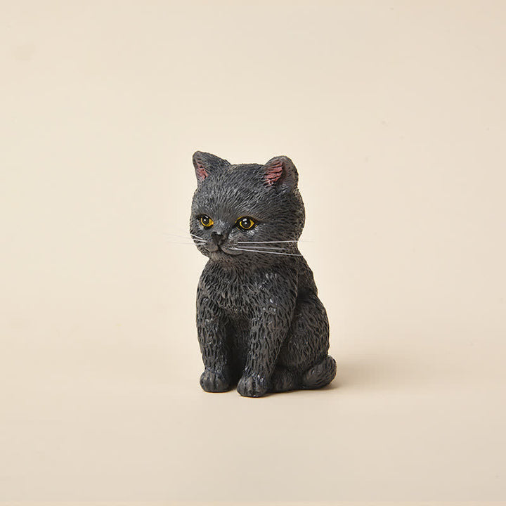 Buddha Stones Mini gatto in resina dipinta, famiglia di gattini dall'aria malinconica, decorazione carina con animali - Gatto Verde - image 14