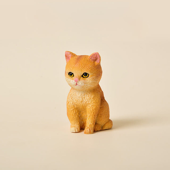 Buddha Stones Mini gatto in resina dipinta, famiglia di gattini dall'aria malinconica, decorazione carina con animali - Tonalità dorata - image 17